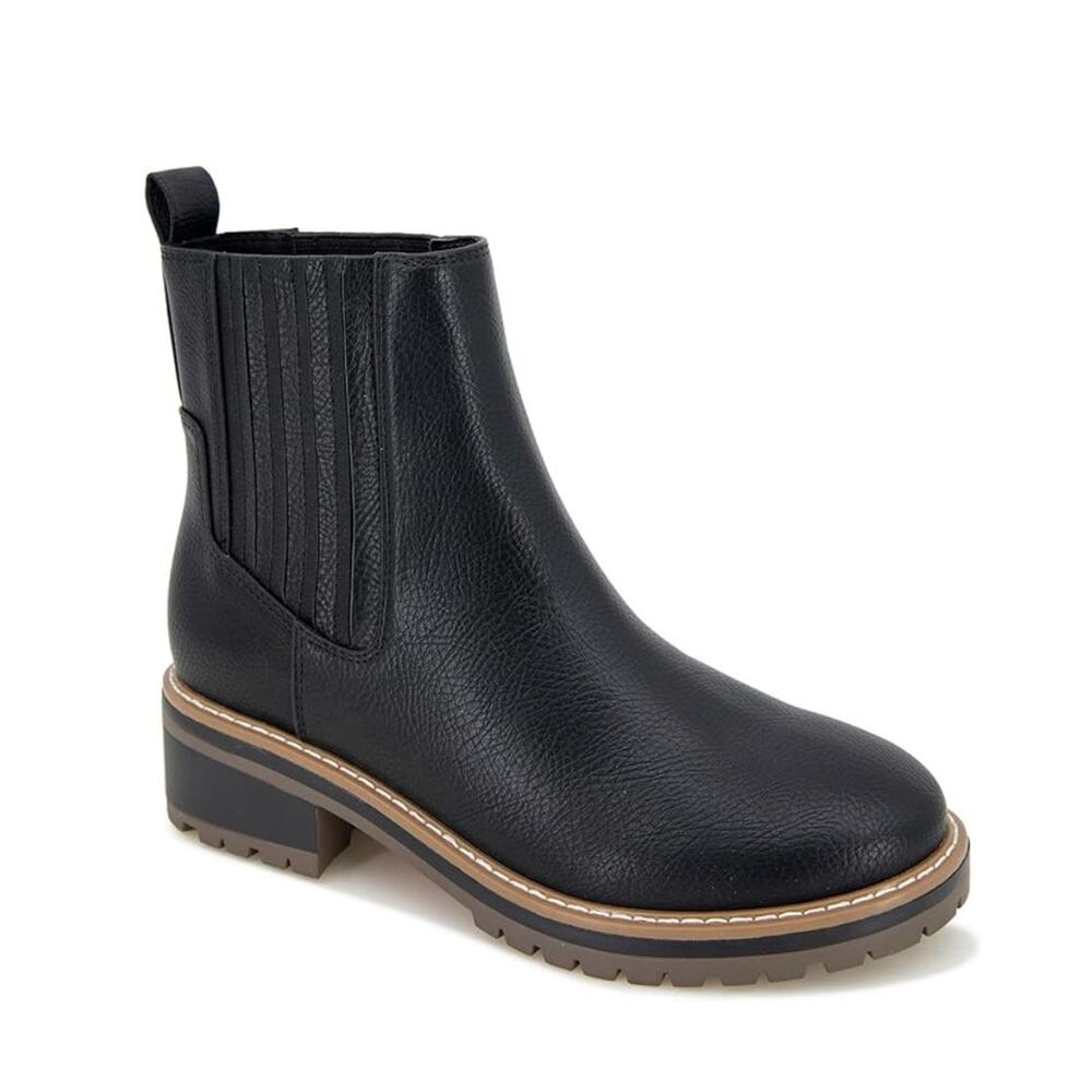 Kensie Women's Koda Lug Sole Chelsea Boot Round Toe Black Size 7.5